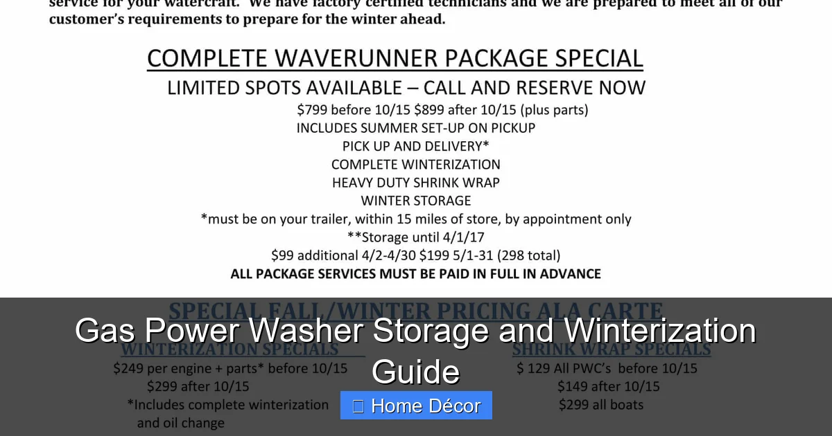 Gas Power Washer Storage and Winterization Guide