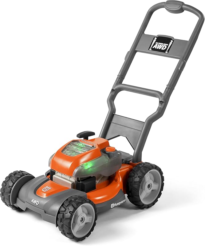 Husqvarna Toy Toddler Lawn Mower with Realistic Sounds and Light-Up En