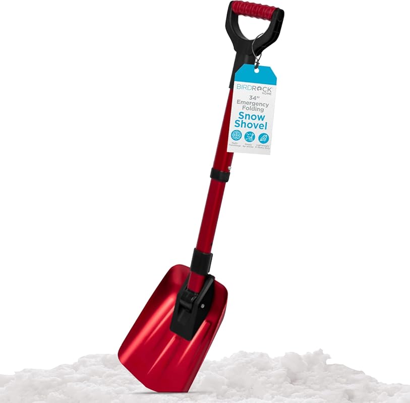 34” Folding Emergency Snow Shovel for Car, ATV, Snowmobile - Red