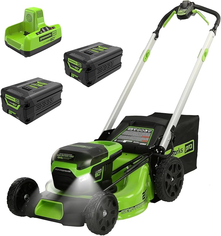Greenworks 60V 21-Inch Self-Propelled Cordless Mower: Brushless, LED L
