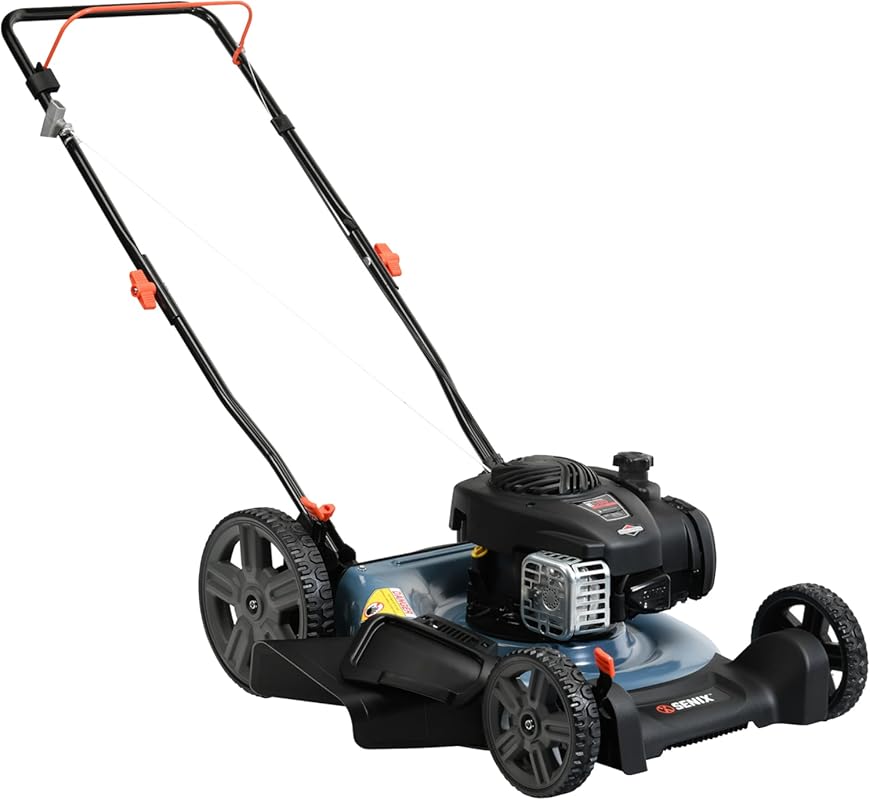 SENIX 21-Inch Gas Push Mower: 140cc Briggs & Stratton Engine, Mulch & 