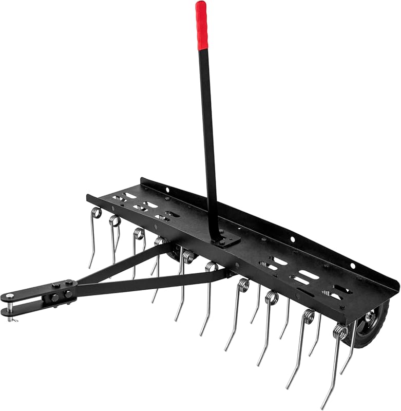 Suchtale 40-Inch Tow Behind Dethatcher: 20 Spring Steel Tines Remove T