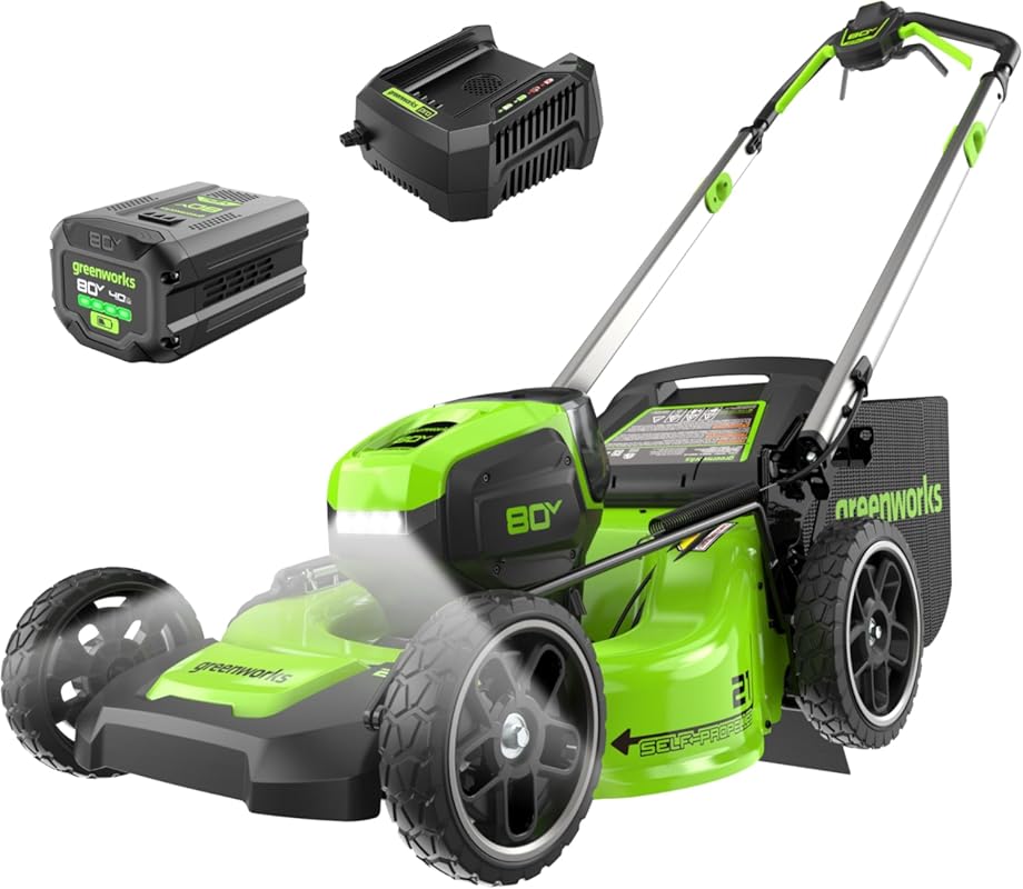 Greenworks 80V 21-Inch Self-Propelled Cordless Mower: Brushless, LED L