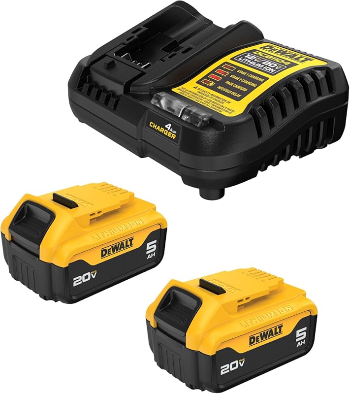 DEWALT 20V MAX 5.0 Ah Lithium-Ion Battery 2-Pack and Charger Starter K