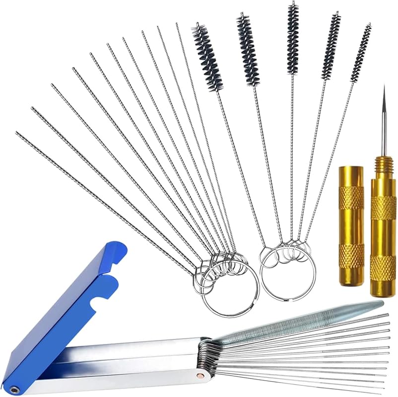 Carburetor Cleaning Kit: 13 Wires, 10 Needles, 5 Brushes, Pick for Dir