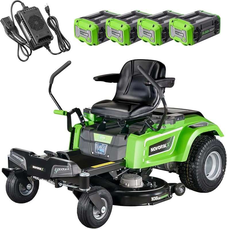 54V 42'' Cordless Electric Zero Turn Riding Lawn Mower with 4 Batterie
