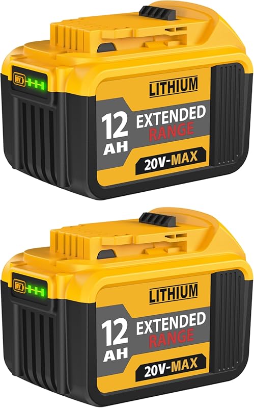 2-Pack 12000mAh High-Capacity Replacement Batteries for Dewalt 20V MAX
