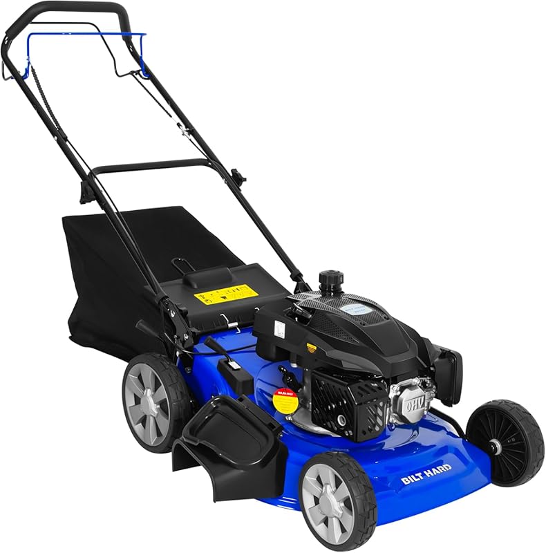 BILT HARD 21-Inch Self-Propelled Gas Lawnmower with 201cc Engine, 3-in