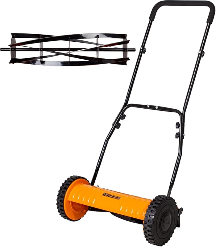 Walensee 14-Inch 5-Blade Manual Reel Lawn Mower, 4-Position Height