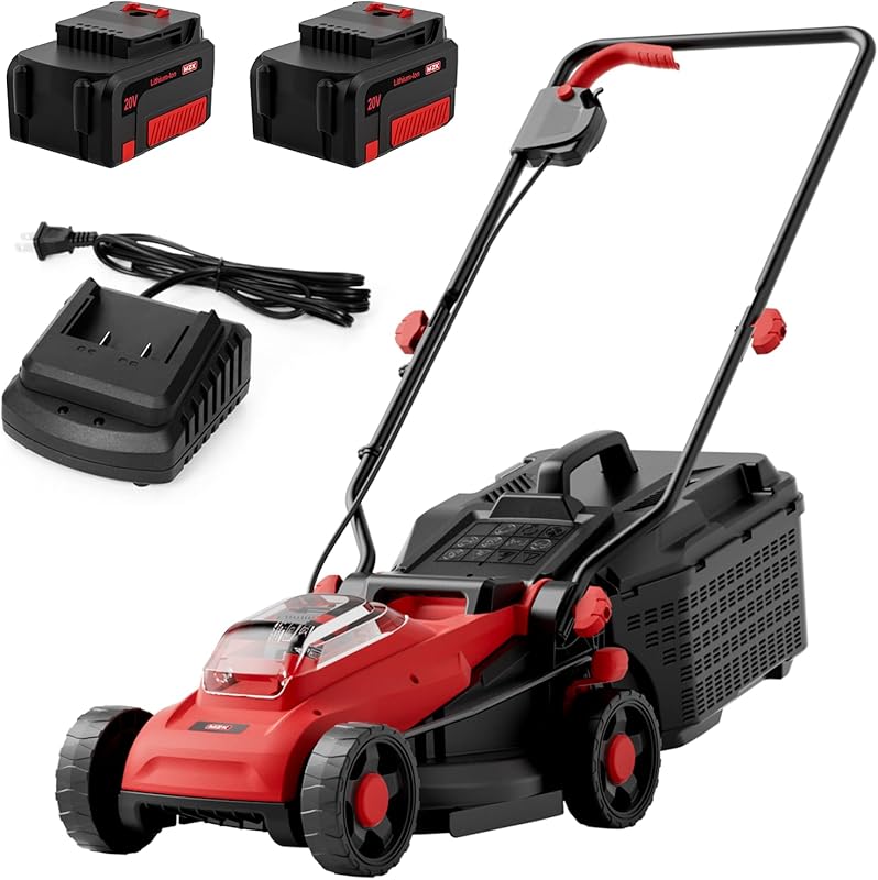 MZK 20V 13-Inch Brushless Cordless Electric Lawn Mower with 4.0Ah Batt