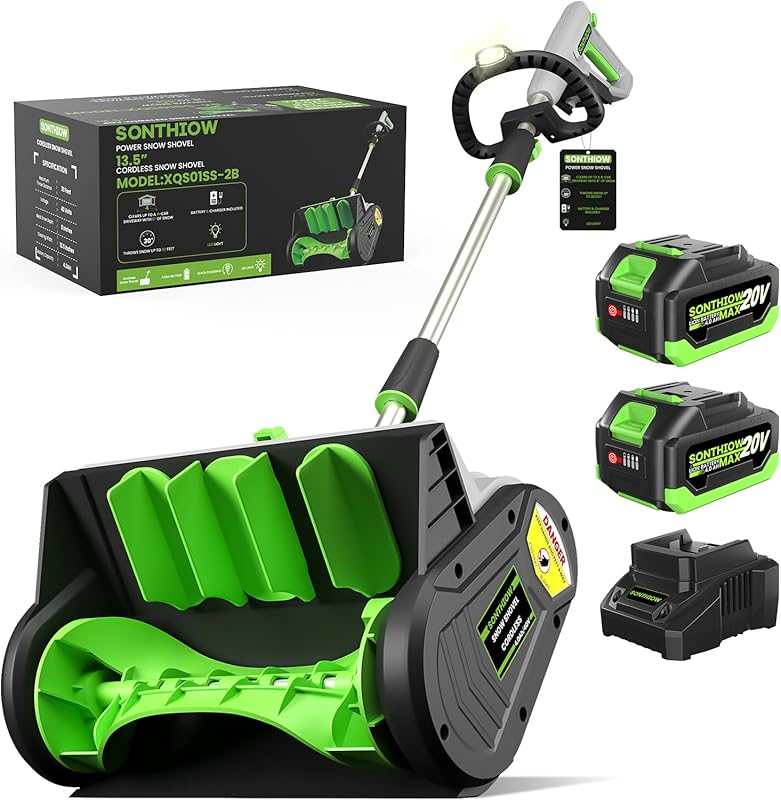 13.5-Inch Cordless Snow Shovel Blower with 2X 4.0Ah Batteries for Pati